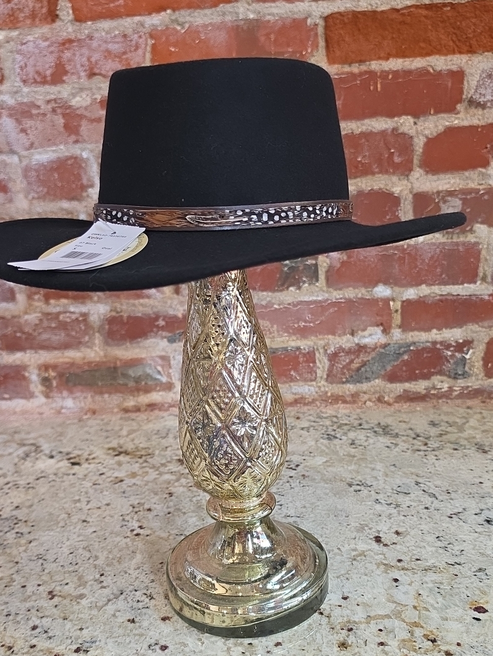 Stetson Black Crushable Wide-Brim Felt Hat with Brown Decorative Band - 1599